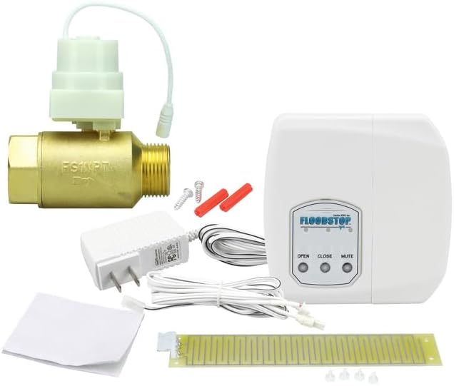 FloodStop Water Heater Leak Detector Kit with Automatic Water Shut-Off and Visual/Audible Alarms, 1" NPT MIP x FIP