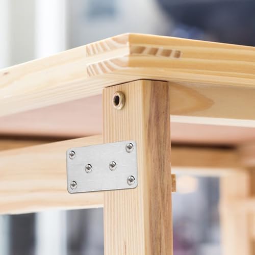 10‑Pack Stainless‑Steel Flat Mending Plates,80×40×1.75mm Wood Joining Bracket for Furniture Repair