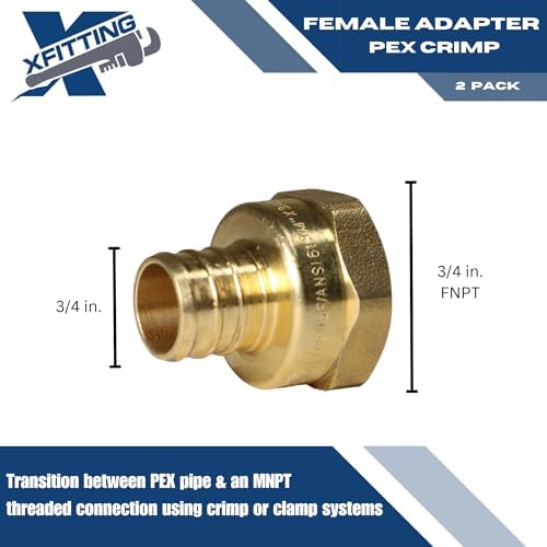 2 Pack XFITTING 3/4 inch Pex x 3/4 inch Female NPT Adapter, 3/4" Pex FNPT