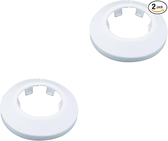 34mm Pipe Cover Decoration; Fit 1.33" Outer Diameter Pipe/Hole; White PP Plastic Escutcheon Collar; Snap-on Water Escutcheon Plate for Bathroom Kitchen Wall Tube Decor 2 Pcs
