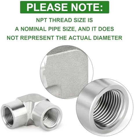 TAISHER 1PCS 304 Stainless Steel 90 Degree Barstock Street Elbow, 3/4" NPT Female to 3/4" NPT Female 304 Stainless Pipe Fitting