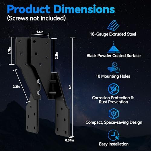 25 Pack Hurricane Ties for Rafters, Hurricane Straps Brackets with Strong Black Powder-Coated, Trusses/Rafters Ties,Rafter Hanger Hurricane Clips, H2.5A 18-Gauge Extruded Steel Black