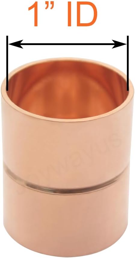 Joywayus 5PCS 1" ID Copper Coupling with Dimple Stop Straight Sweat Pipe Fitting Pressure Plumbing Solder Connection
