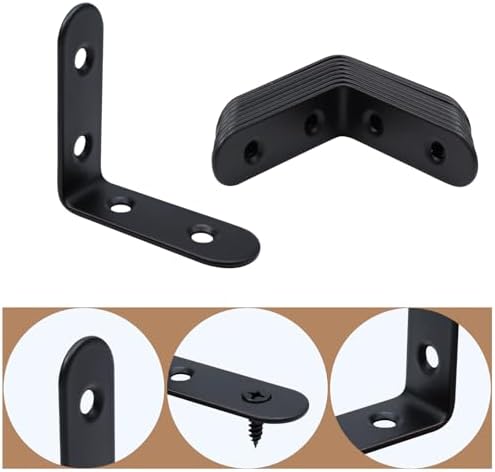 MY MIRONEY 8PCS Stainless Steel Black L Brackets, 2" x 2"