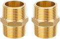 2Pcs EFIELD Hex Nipple 3/4"x 3/4"NPT Male Brass Pipe Fitting(NPT014-2)