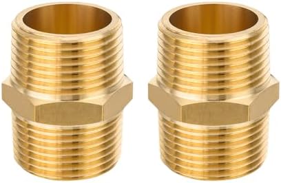2Pcs EFIELD Hex Nipple 3/4"x 3/4"NPT Male Brass Pipe Fitting(NPT014-2)