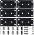 Mending Plate, Metal Steel Flat Straight Brace Bracket, Black Double-Wide Joining Plate for Wood Furniture Fastening & Fixing with 2 Sets of Screws of Different Lengths (40x80mm, 6 Pack)