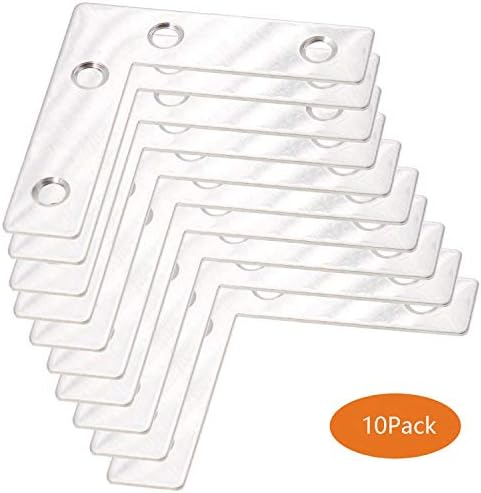 Stainless Steel L Shape Flat Corner Brace Bracket for Wood, Metal Fixing Joining Support Brace for Shelves, Furniture and Cabinet 10Pack(60x60mm)