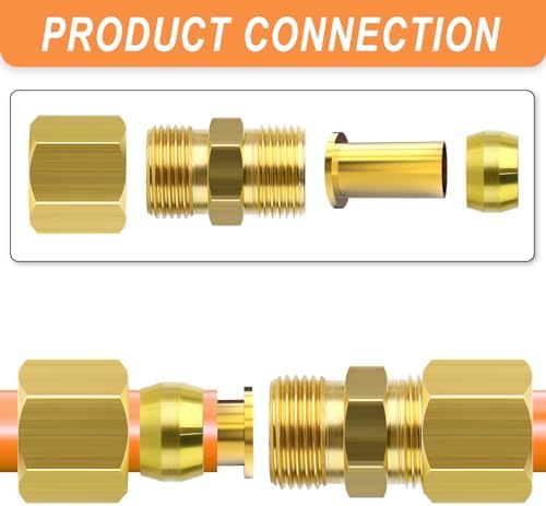 GASHER 30PCS Brass 1/8" Compression Fitting, Brass Compression Nut