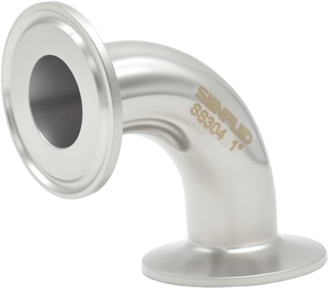 Sanitary Elbow 90 Degree 25mm Pipe OD SS304 Ferrule Tri Clamp 1.5 Inch with 2 Silicone Gaskets