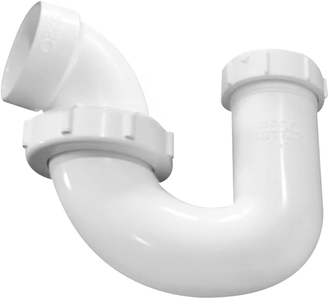 P Trap PVC 1.5 Inch | Leak & Odor Proof Drain Kit for Bathroom/Kitchen Sink with White Threaded Adapter Ring |1-1/2" White