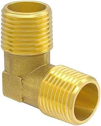 Hooshing 1/2" NPT Male to Male 90 Degree Elbow Brass Pipe Fitting, 2 Pack