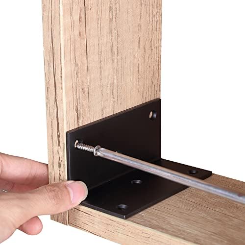 8 PCS Iron 4 Inch L Right Angle Bracket with Screws, 4" x 2" x 2" Metal Joint Bracket 90 Degree Corner Brace for Wood Bookshelf Furniture Cabinet, Thickness 3 mm Heavy Duty Black Brackets