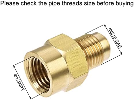 uxcell Brass Pipe Fitting, 1/2"-20UNF Flare Male to 1/4NPT Female Thread, Tubing Adapter Hose Connector, for Air Conditioner Refrigeration