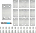 QSJ 12 Pack Flat Mending Plate, Metal Bracket, Stainless Steel Brace 2.36 x 1.49'', Fixing Joining Plate for Wood with 48PCS Screws, 1x Screwdriver., Black, QSJ-03