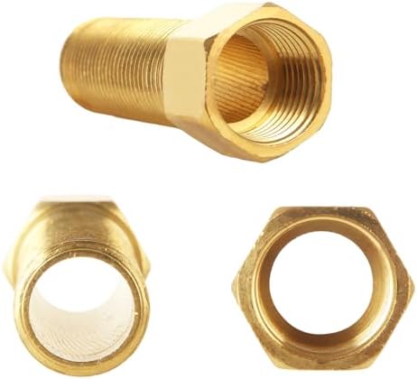 WOPPLXY 10 PCS Brass Pipe Fittings, 1/2" Female to 1/2" Male Pipe Longer Fitting Converter Adapter, Brass Extension Pipe Nipple Connector(Length 2.8 Inch/70 mm)