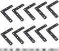 10 PCS Flat L Shape Repair Mending Plate, ULIFESTAR Heavy Duty Corner Bracket Furniture Support Brace Black Joining Bracket Fastener Connector with Mounting Screws (80x80x15mm/3.1x3.1x0.6'')