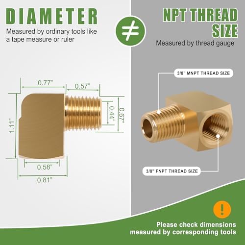 2Pcs Brass Pipe 90 Degree Barstock Street elbow,3/8" x 3/8"