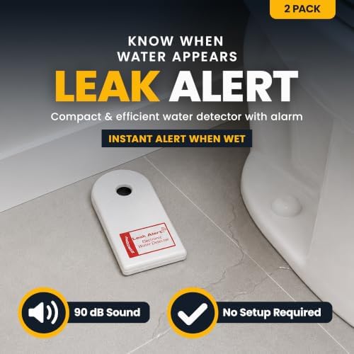 Zircon Leak Alert Water Leak Detector, Loud 90 dB Water Alarm, 2 Pack