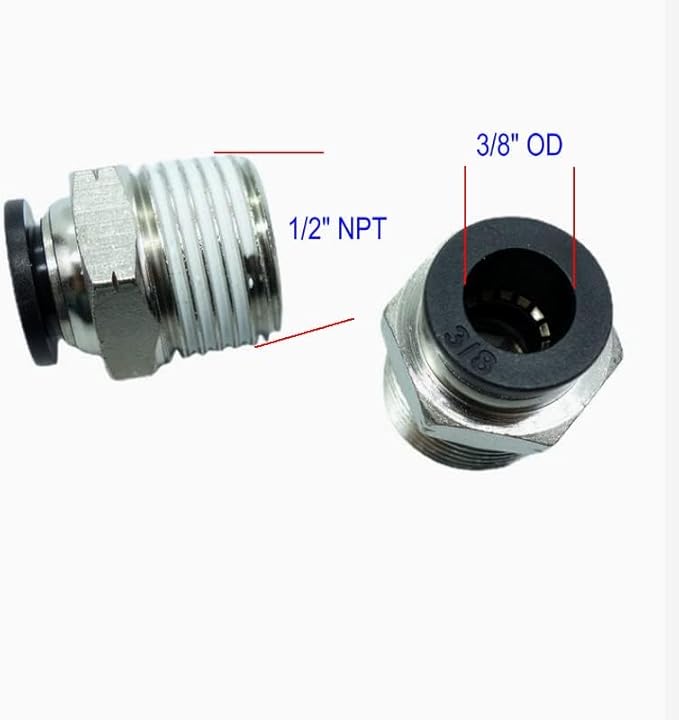 CDQBWQDJT 3 Pcs Pneumation Fitting 3/8" Tube OD Push To Connect X 1/2 NPT Pipe Male Connector