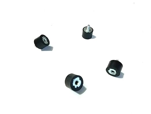Pack of 4 Rubber Vibration Isolator Mounts - 1" Diameter x 3/4" Height, 1/4"-20 Male Thread x 1/2" Length Stud - Female Threaded on Opposite Side- Vibration Dampening