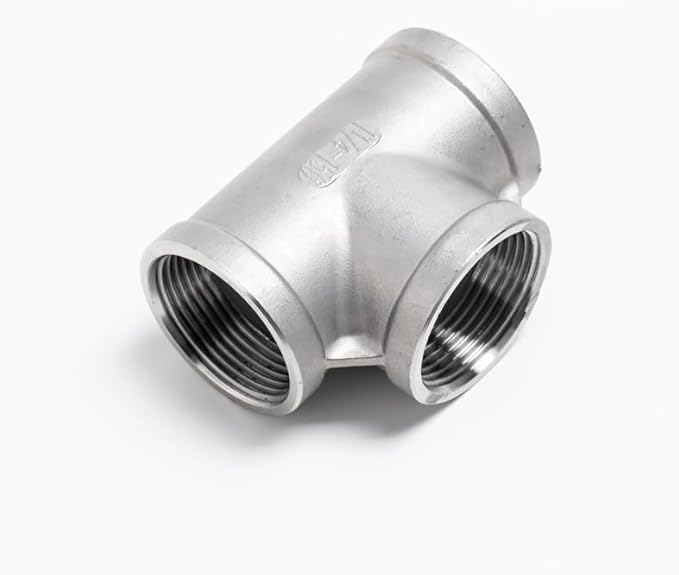 Beduan 1/4" Tee Female NPT T Shaped 3 Way Cast Pipe Fitting - Stainless Steel 304 (Pack of 2)