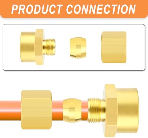 GASHER 5PCS Brass Compression Union Tube Pipe Fitting Connector, 5/16" Tube OD x 1/2" NPT Female Connector