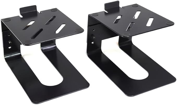 AEONS Professional Metal Desktop Speaker Stands Pair | Inclined Height Adjustable Vibration Absorption | Better Audio for Medium Small Bookshelf Computer Gaming Speakers, Studio Monitor Stand, Black