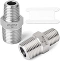 TAISHER 2PCS 304 Stainless Steel Hex Nipple, Reducer Pipe Fitting 1/4-Inch Male Pipe x 1/8-Inch Male Pipe