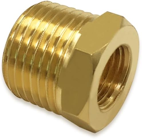 Hooshing 3PCS Brass Reducing Hex Bushing 3/8" NPT Male x 1/4" NPT Female Thread Reducer Pipe Fitting