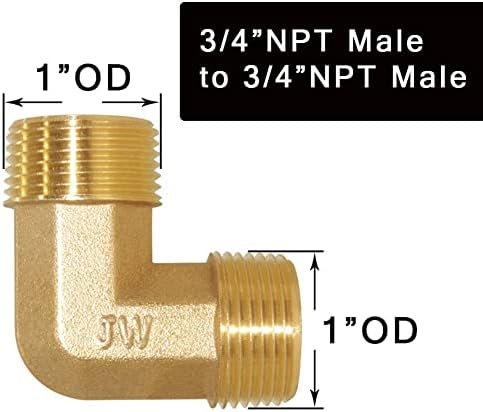 Joywayus 90-Degree Male Elbow Pipe Fitting Forged Brass 90 Degree Right Angle 3/4"NPT Male x 3/4"NPT Male (Pack of 2)