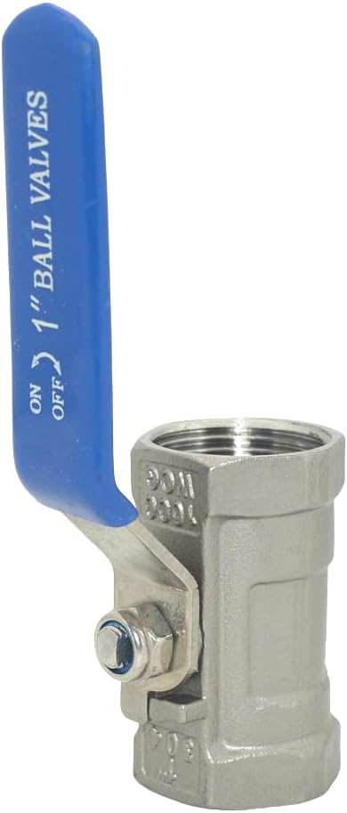 VARMHUS 1" Stainless Steel 304 Ball Valve 1Pc Type NPT Female Threaded with Heavy Duty Blue Vinyl Insulation Handle,CF8M Ristricted Flow,1000 WOG (1")