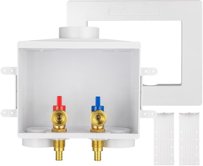 EFIELD Double Drain1/2 Inch PEX Crimp Connection x 3/4 Inch MHT Washing Machine Outlet Box,(WM042)