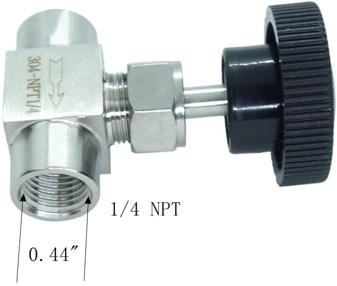 1 Piece Stainless Steel 304 Instrument Gas Needle Valve 1/4" NPT Female x 1/4 NPT Female