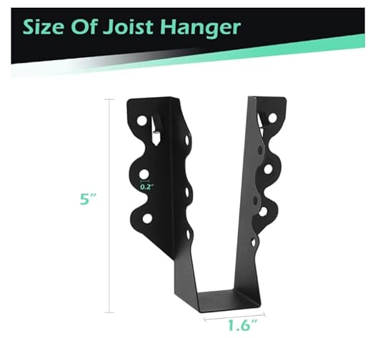 48 Pcs 2"x 6" Joist Hanger,Q235B Steel Black Powder Coated Face Mount Joist Hangers ,Hurricane Ties for Rafters,Tie Brackets for Floor Deck and Ceiling Joists