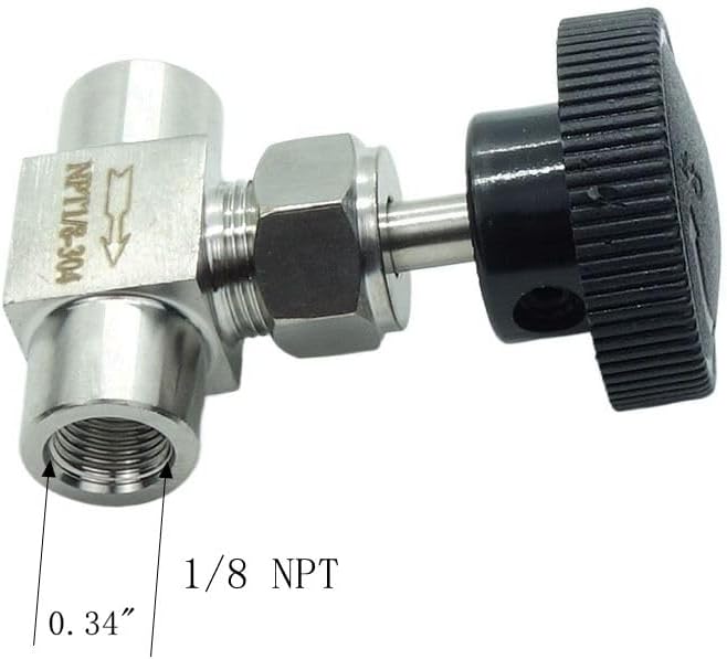 1 Piece Stainless Steel 304 Instrument Gas Needle Valve 1/8" NPT Female x 1/8 NPT Female