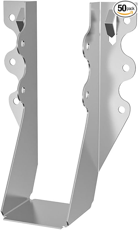 50 pcs 2x6 Joist Hanger,LU26 20 Gauge Double Shear Face Mount Joist Hanger,Hurricane Ties for Rafters Tie Brackets Great for Floor Deck and Ceiling Joists