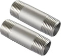 Beduan Stainless 3/8 NPT Male Threaded 2" Length Nipple Pipe Fitting 2 PCS