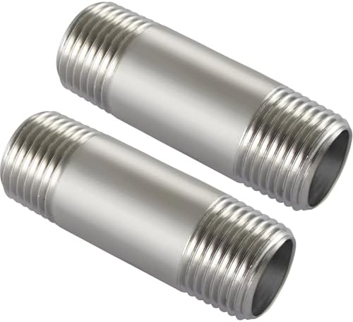 Beduan Stainless 3/8 NPT Male Threaded 2" Length Nipple Pipe Fitting 2 PCS