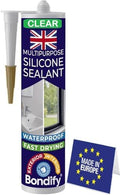 Waterproof Clear Silicone Caulk for Window & Door, Kitchen & Bathroom, Silicone Sealant Clear, Solvent Free, 10oz Cartridge, Ideal for Sink, Sanitary, Bath, Shower Sealant, Window Frame Sealant