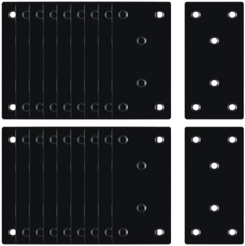 Black Flat Mending Plates,Stainless Steel Straight Mending Joining Plates, Heavy Duty Metal Brackets for Brace, Repair Fixing Bracket Plates for Wood Furniture Fence Bookcase (40mm)