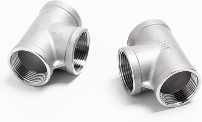 Beduan 1/8" Tee Female NPT T Shaped 3 Way Cast Pipe Fitting - Stainless Steel 304 (Pack of 2)