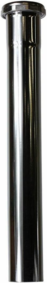 Replacement 22 Gauge 1-1/2 Inch x 12 Inch Chrome Plated Brass Tubular Extension Tube Slip Joint Connection - Includes Nuts and Washers for PrimeX 80496