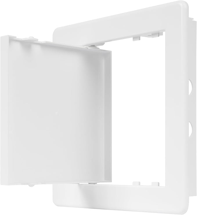 6" x 6" White Plastic Access Panel. Service Shaft Door Panel. Plumbing, Electricity, Heating, Alarm Wall Access Panel for Drywall. Bathroom Services Access Hole Cover. (6" x 6")