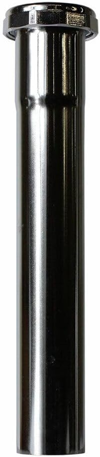 Replacement 22 Gauge 1-1/4 Inch x 8 Inch Chrome Plated Brass Tubular Extension Tube Slip Joint Connection - Includes Nuts and Washers for Thrifco Plumbing 4400649