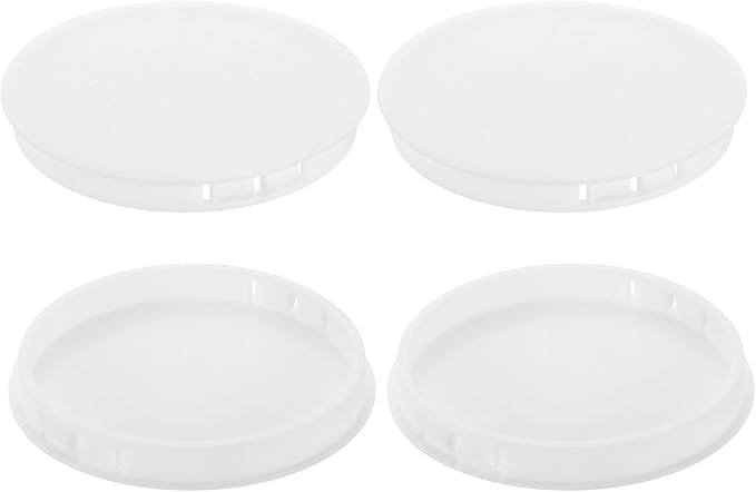 uxcell 4Pcs Plastic Hole Plugs, 80mm(3-18") Flush Type Panel Plugs, Round Snap Knockout Locking Plugs for Furniture Insert End Caps Panels, White