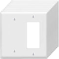 Decorator Rocker/Blank Wall Plates 2-Gang Switch Outlet Electrical Cover Plate Unbreakable Thermoplastic Faceplate for Light Receptacle Outlet Switch, White (10 Pack)