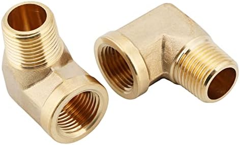 U.S. Solid 2pcs 90 Degree Barstock Street Elbow Brass Pipe Fitting 3/8" NPT Male Pipe to 3/8" NPT Female