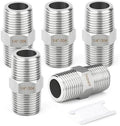 TAISHER 5PCS 304 SS New Hex Nipple,1/4" NPT Male, Pipe Adapter Fitting