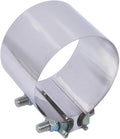 4" Stainless Exhaust Clamp, ID 4 Inch Butt Lap Joint Muffler Band Clamp Sleeve